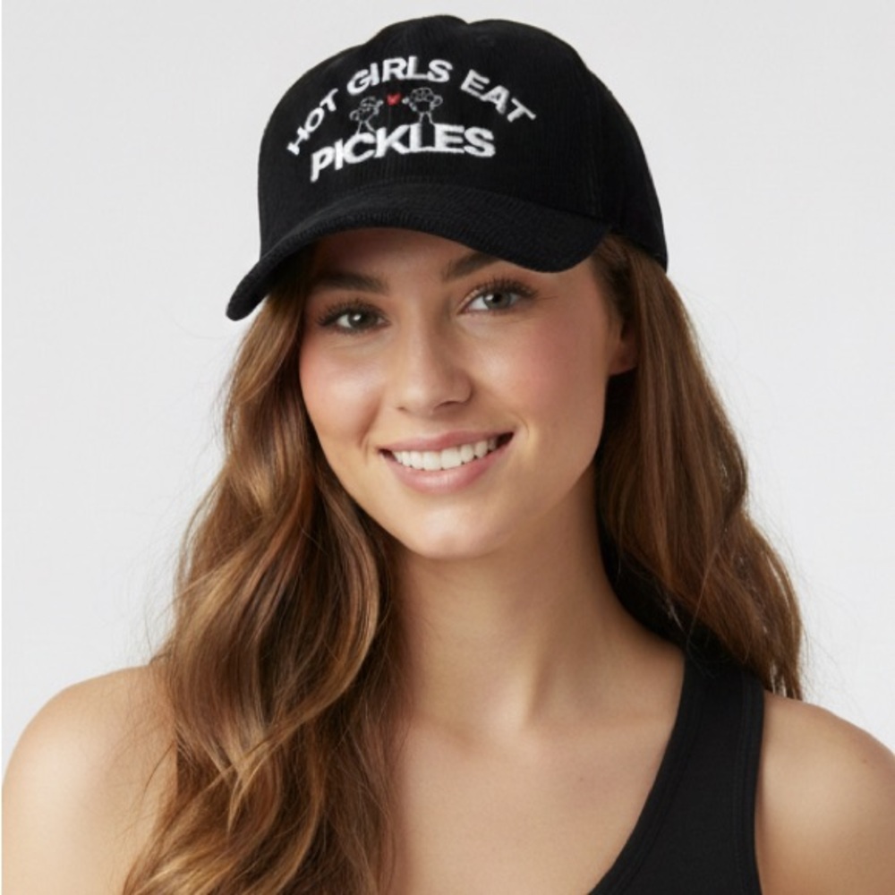 GOODGIRLSNACKS hot girls eat pickles Black Cap with Embroidery Corduroy